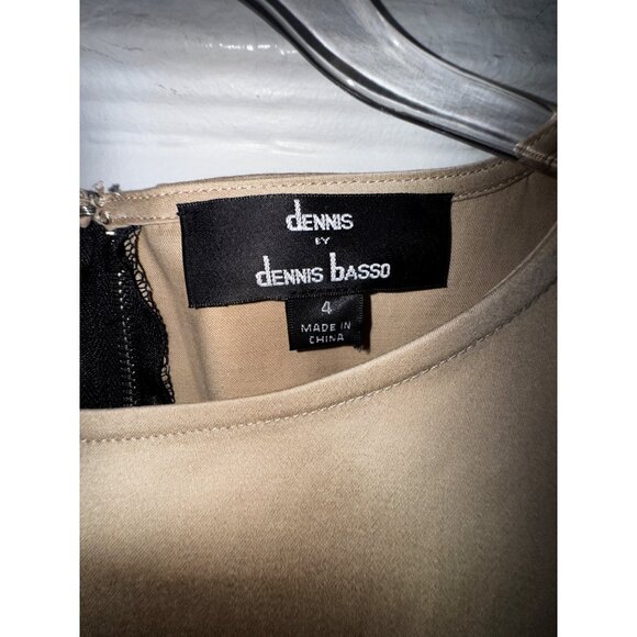 Dennis Basso Black & Beige Color Block Sleeveless Dress Size 4 Cotton Classic‎ - Picture 5 of 6